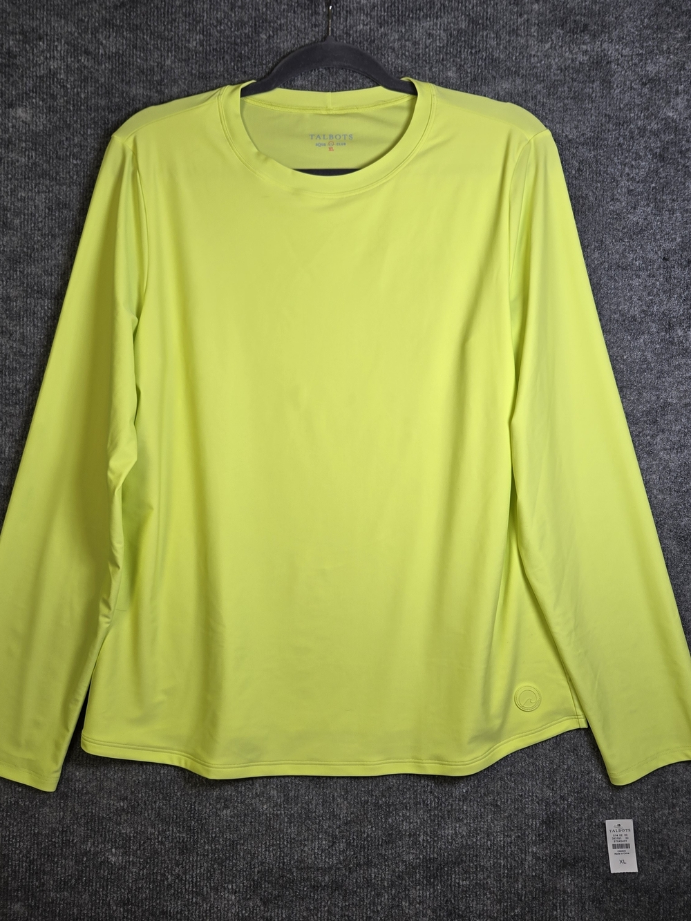 Talbots T Shirt Womens XL Neon Yellow UPF 50 Aqua Club Swim Tee New